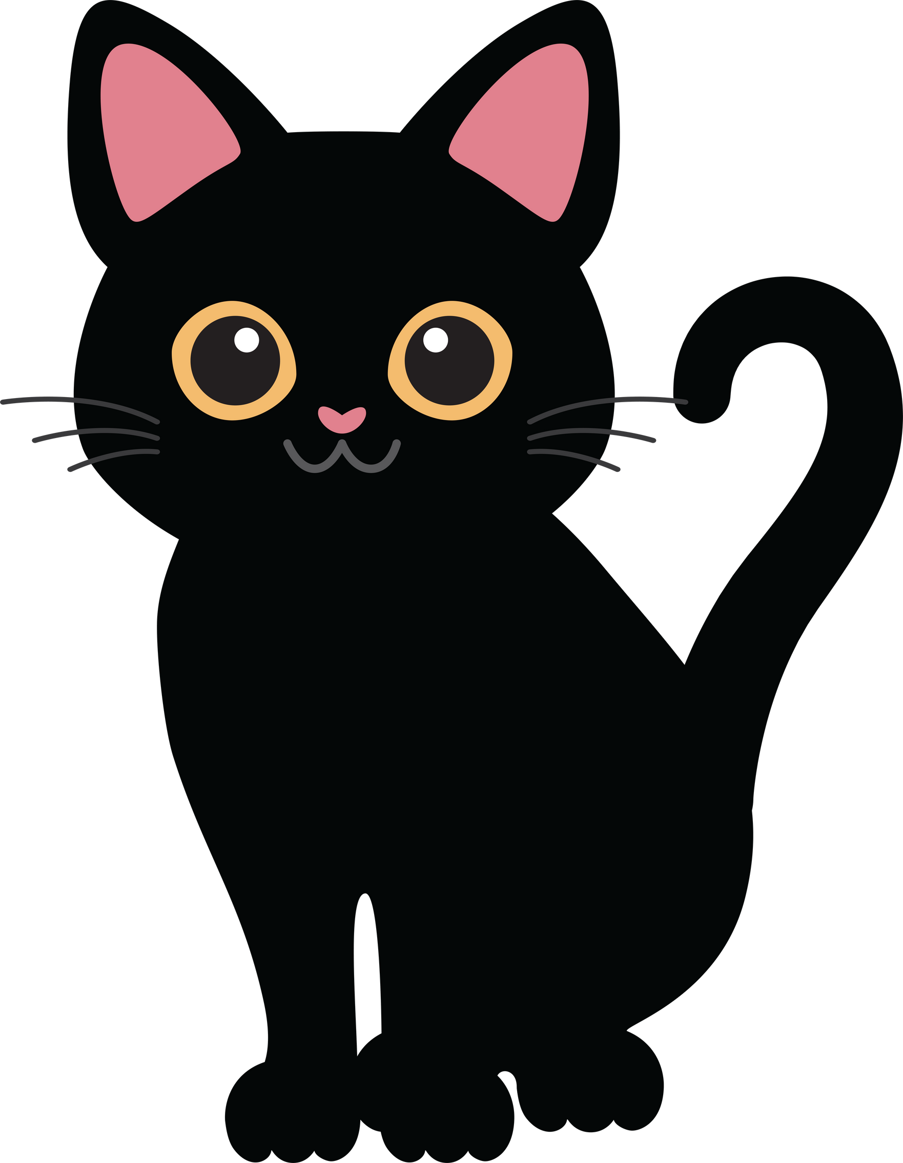 A full body illustration of the cute black cat character.